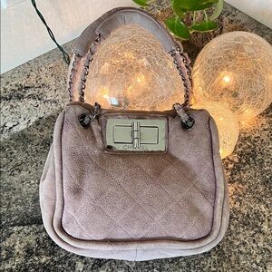 CHANEL Shearling and Lavender Suede Mademoiselle Purse